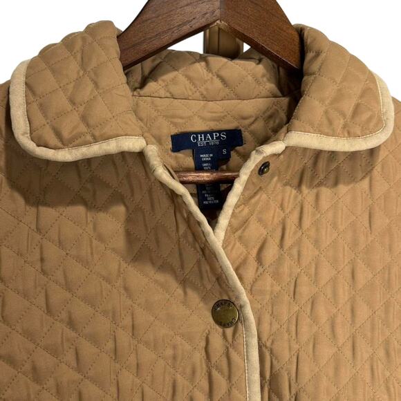 Women's Raulph Lauren Chaps Est 1978 Light Brown Camel Color Quilted Jacket Coat - Picture 3 of 6